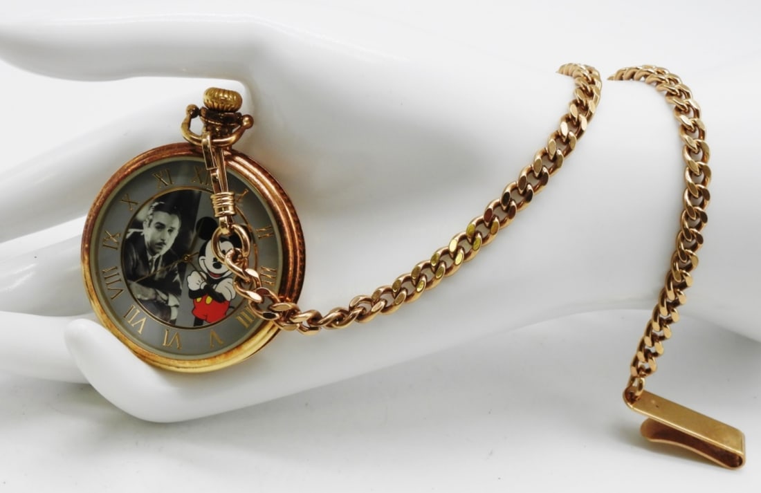 From Walt Disney To Mickey Mouse Pocket Watch: Limited Edition 0664/1000. Made Exclusively for The Walt Disney Company. "From Walt to Mickey" is engraved on the back of the limited edition #. Japan. Watches are not verified, authenticated, or test