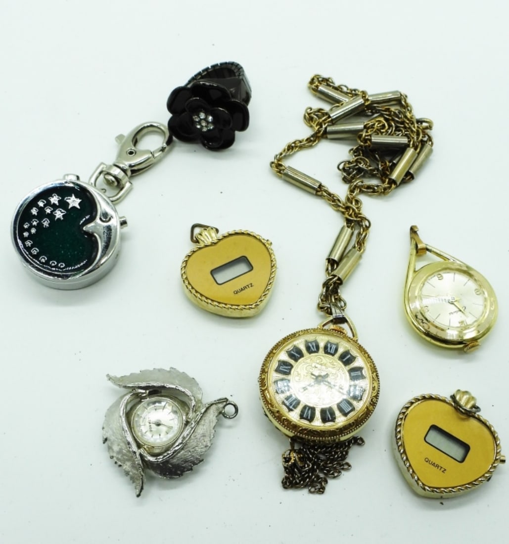 (7)Pendant Style Watches & More: Includes a Ring & Key Chain Watch Watches are not verified, authenticated, or tested in running condition unless specified
