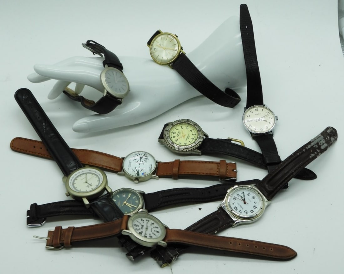 (9) Leather Band Watches: Watches are not verified, authenticated, or tested in running condition unless specified