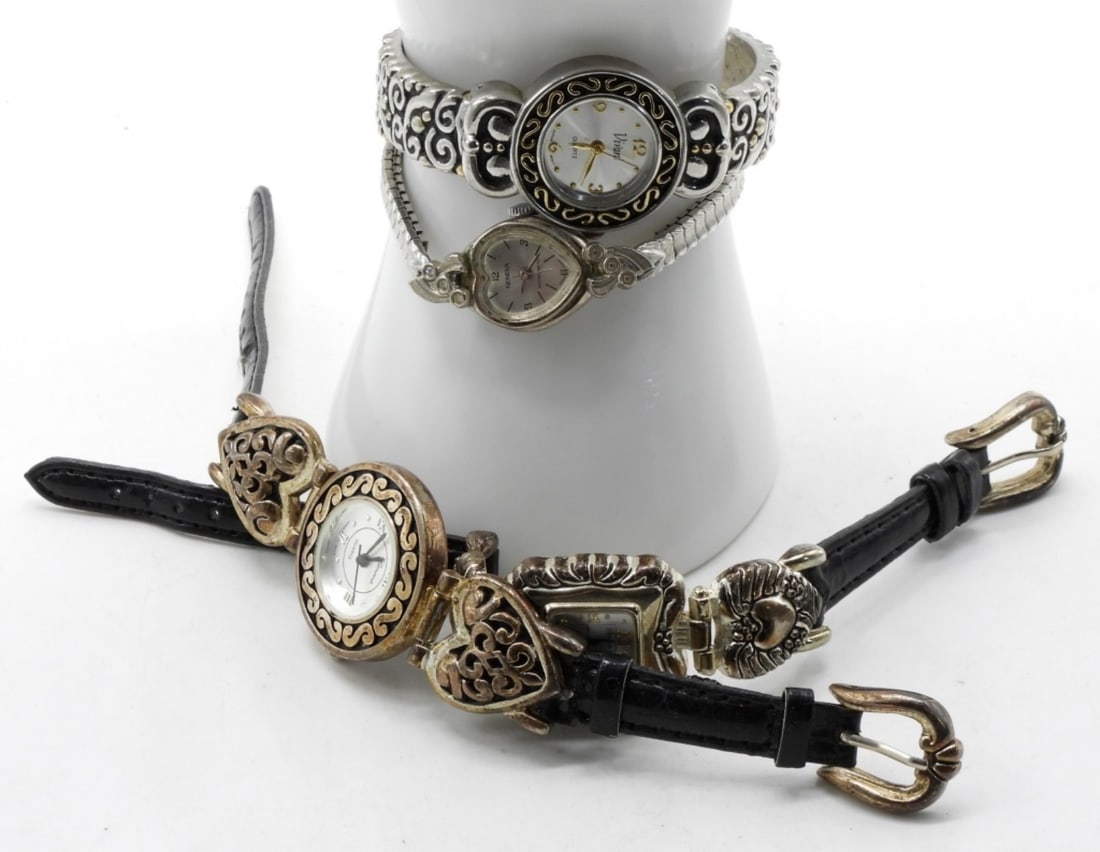 (4) Silver-Tone & Black Heart Watches: Love Cute Watches are not verified, authenticated, or tested in running condition unless specified!