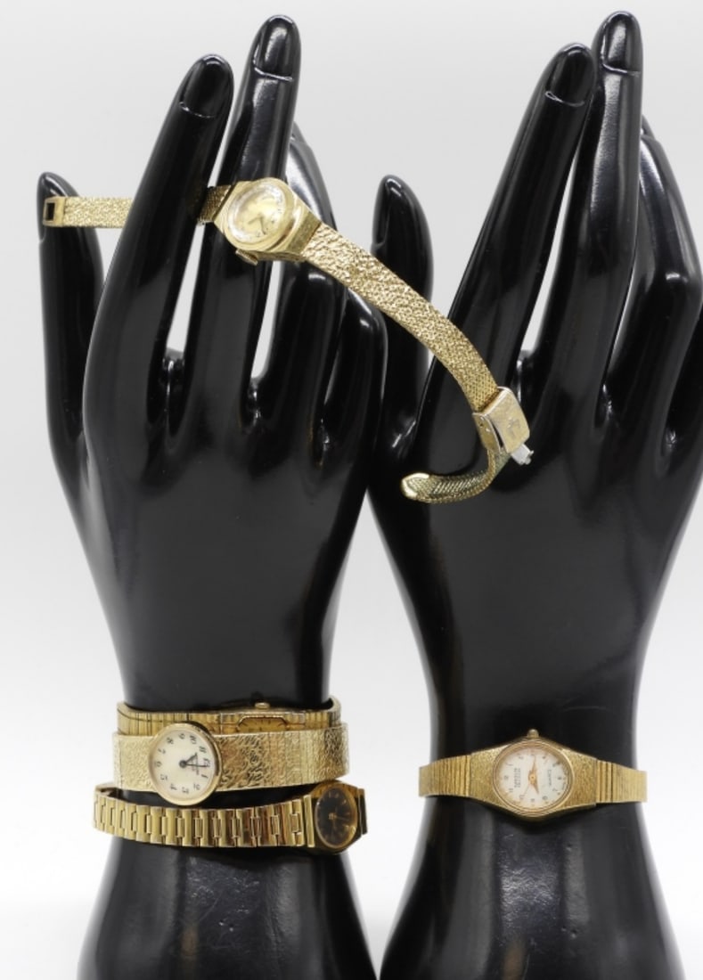 (5) Gold Tone Women's Watches: Mother of Pearl, Seiko, Bulova, & More Watches are not verified, authenticated, or tested in running condition unless specified