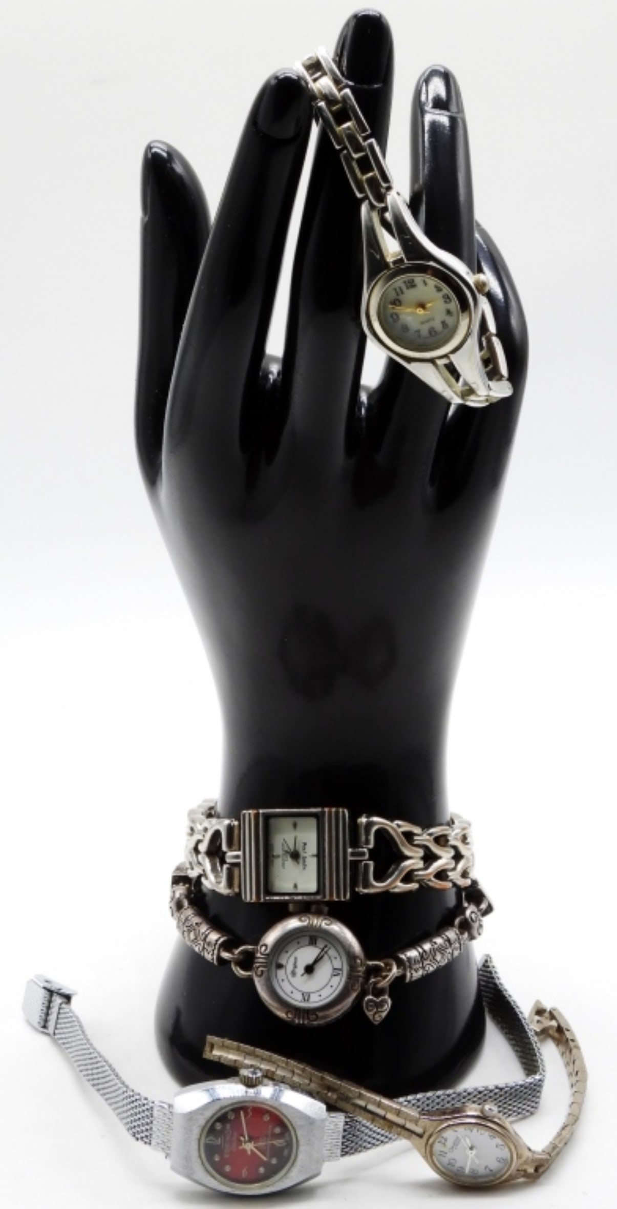 (5) Silver-Tone Women's Clasp Watches: Minimalist and classy. Watches are not verified, authenticated, or tested in running condition unless specified.