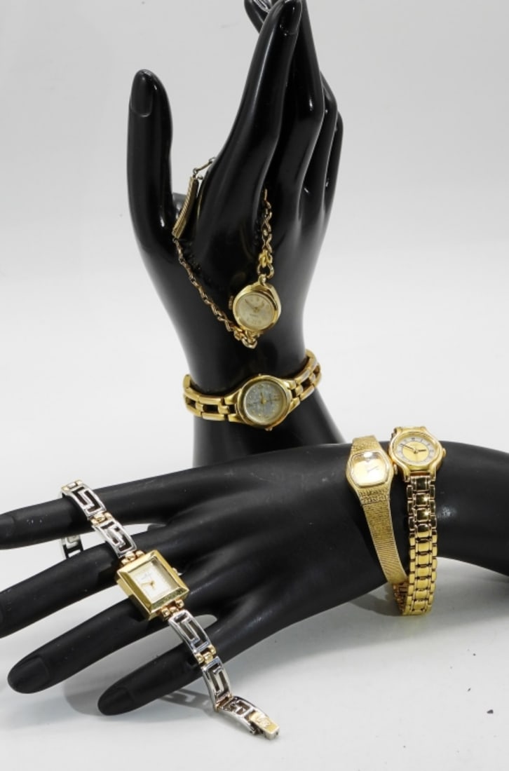 (5) Ladies' Clasp Watches: Minimal sizes. Watches are not verified, authenticated, or tested in running condition unless specified.