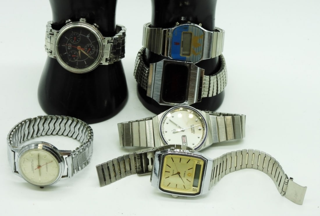 (6) Mens Watch's: Some Day Date Timex, Seiko, & More Watches are not verified, authenticated, or tested in running condition unless specified