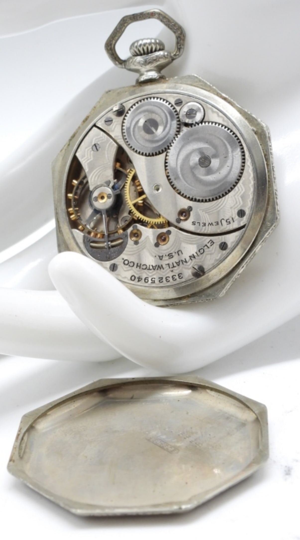 Elgin Open Faced Pocket Watch - 3