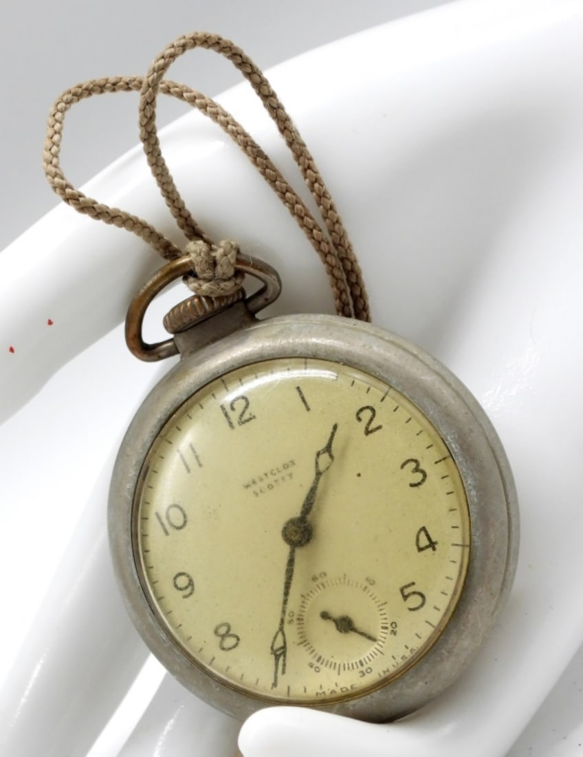 Westclox Scotty Pocket Watch: Working! (The crown is a bit tight and hard to turn.) Watches are not verified, authenticated, or tested in running condition unless specified.