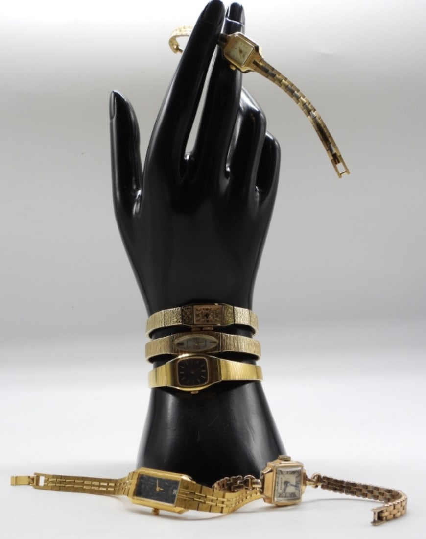 (6) Gold-Tone Fashion Watches: All are clasp-style bands. Brands in this lot are Benrus, Gruen, Citizen, and Seiko. Watches are not verified, authenticated, or tested in running condition unless specified.