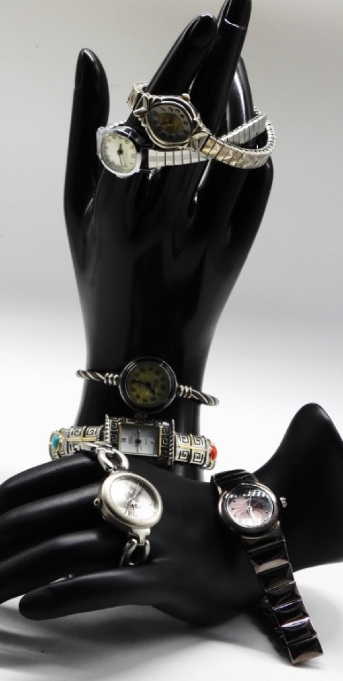 (6) Fashion Watches: All different styles. Clasp, stretchy, cuff bands. Watches are not verified, authenticated, or tested in running condition unless specified.