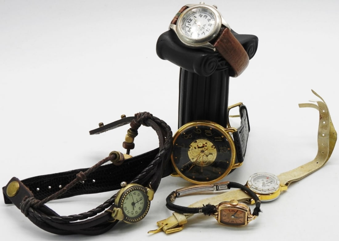 (5) Ladies' Leather Band Watches: Stylish and practical. Watches are not verified, authenticated, or tested in running condition unless specified.