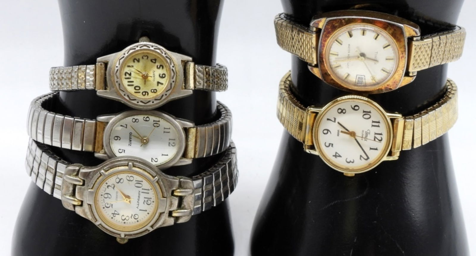 (5) Women's Stretch Band Watches: Gold And Siler Tone Watches are not verified, authenticated, or tested in running condition unless specified