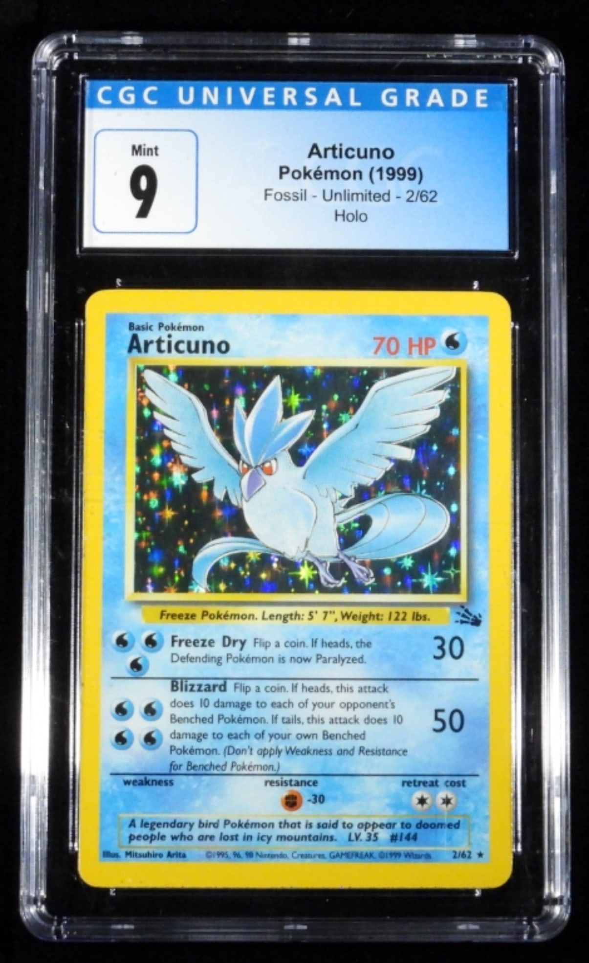 CGC 9 Articuno Fossil Unlimited 2/62 Holo (1 of 2)