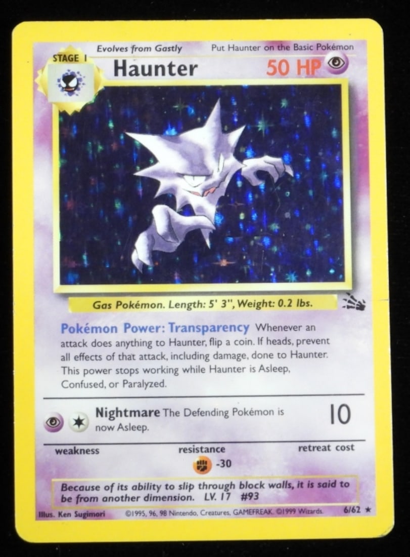 Haunter 6/62 Fossil Holo 1999 (VG): Rare unlimited. 1999, Stage 1 50 HP