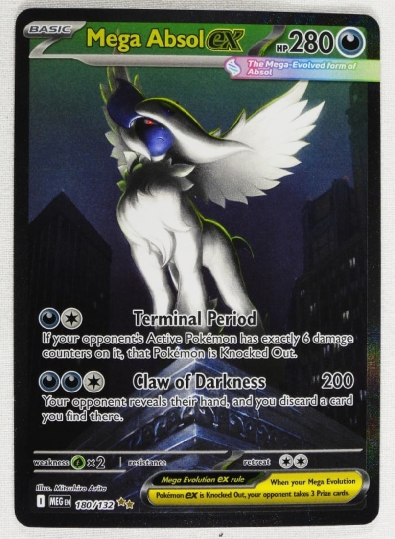 Mega Absol EX 180/132 SIR Holo 2025 VG: Basic HP 280 I Meg EN Ultra Rare.