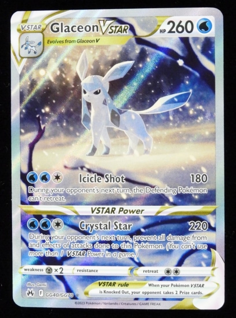Glaceon VSTAR GG40/GG70 2023 Full Art VG: Vstar Hp260 F Crown Zenith: Galarian Gallery Holo