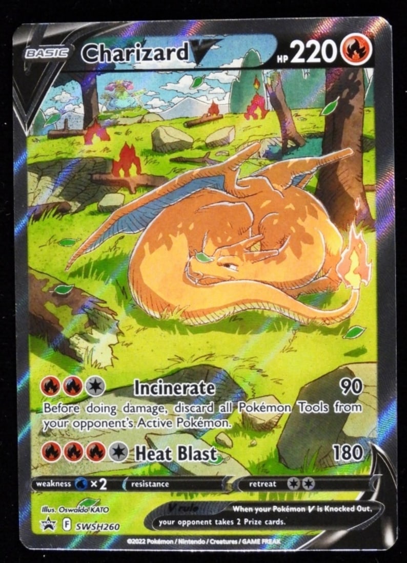Charizard V SWSH260 Full Art Holo VG: Basic, HP220. From Sword & Shield promo card