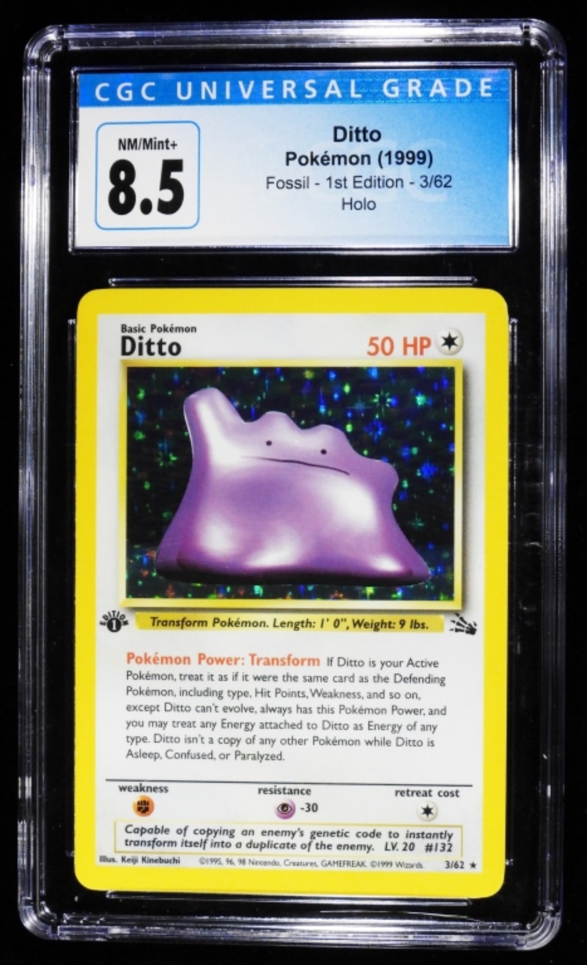 CGC Ditto Fossil Holo 3/62 8.5 NM/MINT+ (1 of 2)