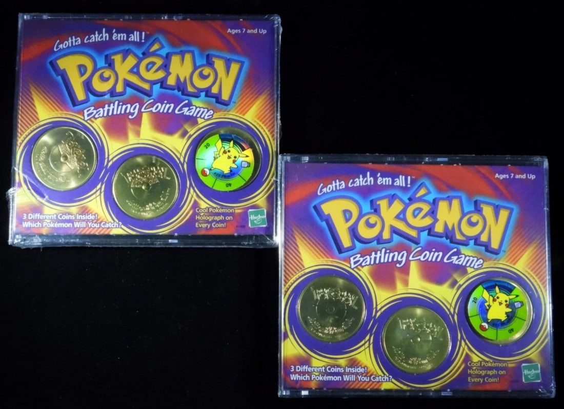(2) Gotta Catch 'Em All PokÃ©mon Battling Coin: Still sealed. Battling Coin Game. 3 different coins inside! Made by Hasbro. 2000