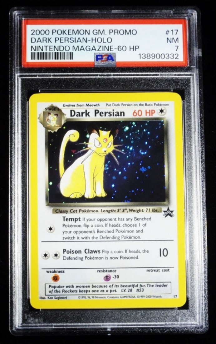 PSA Dark Persian Holo #17 NM 7: 2000 Pokemon GM. Promo, Nintendo Magazine. #17 NM 7. 60HP.