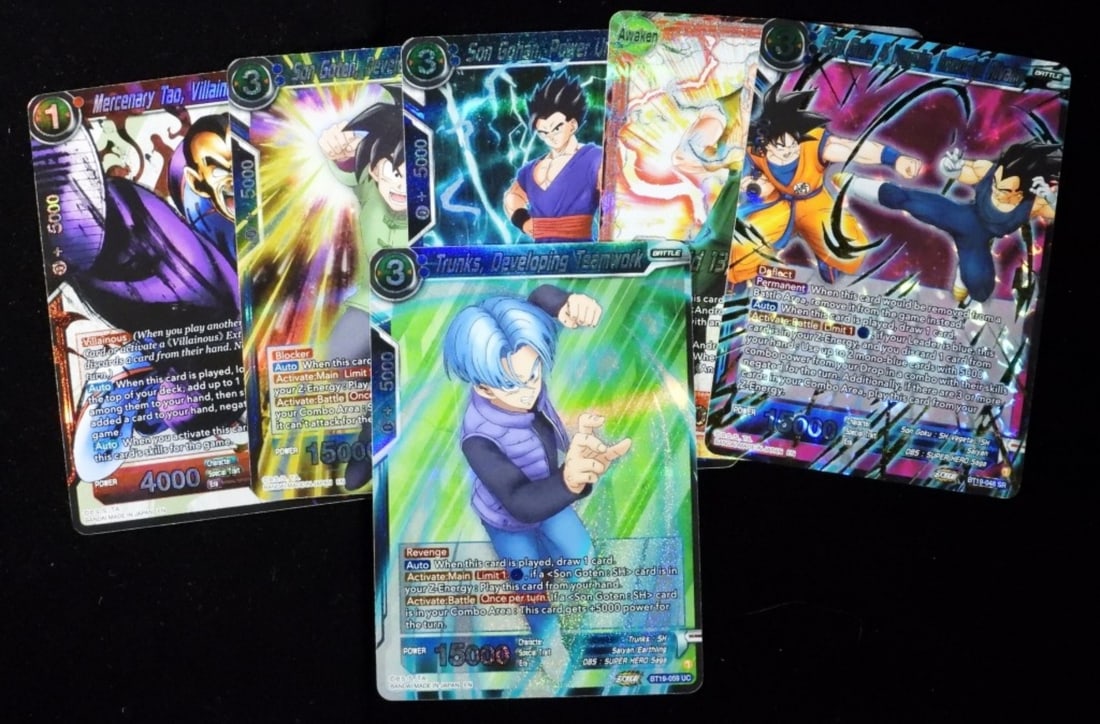 (6) Dragon Ball Foil Cards- See Description: Son Goten, Developing Teamwork, Son Gohan, Power Unshackled and more. See pictures