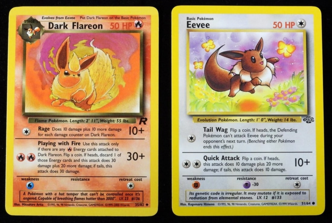 (2) Cards- Eevee 51/64 & Dark Flareon 35/82 (1 of 2)