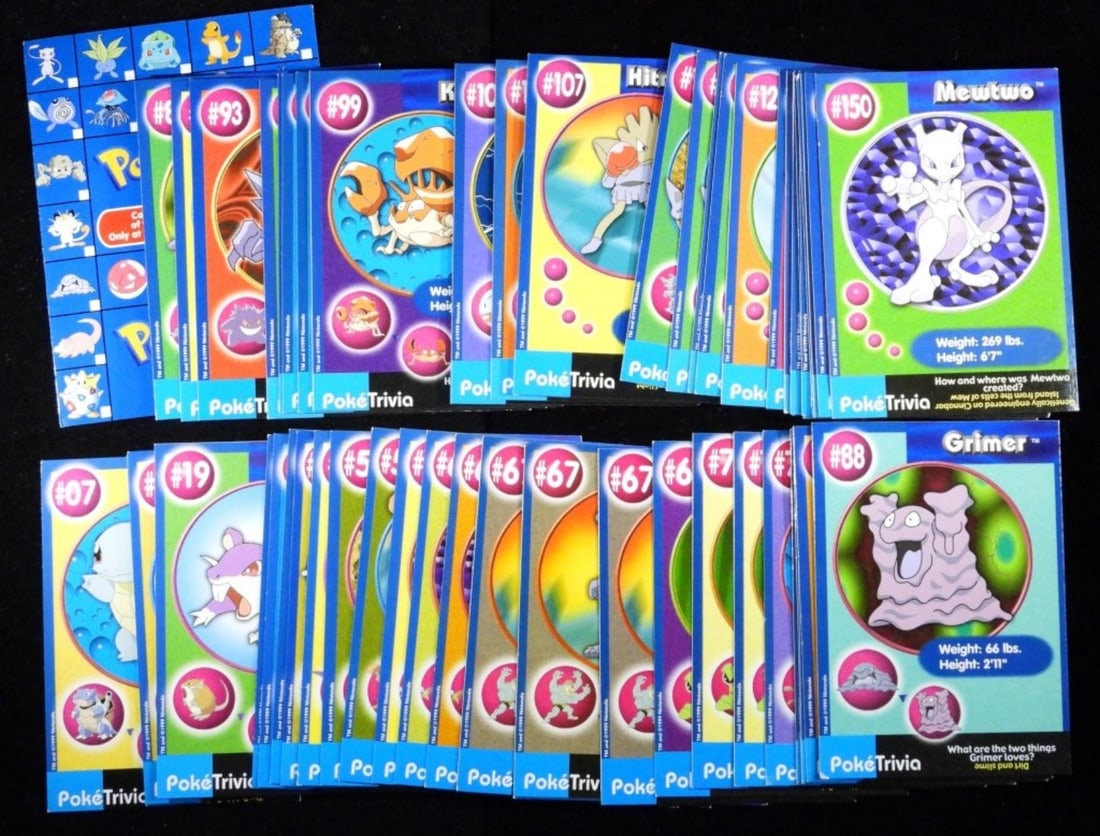 Vintage 1999 Pokemon Cards Poke Trivia: Burger King Cards - Lot of 55 some doubles