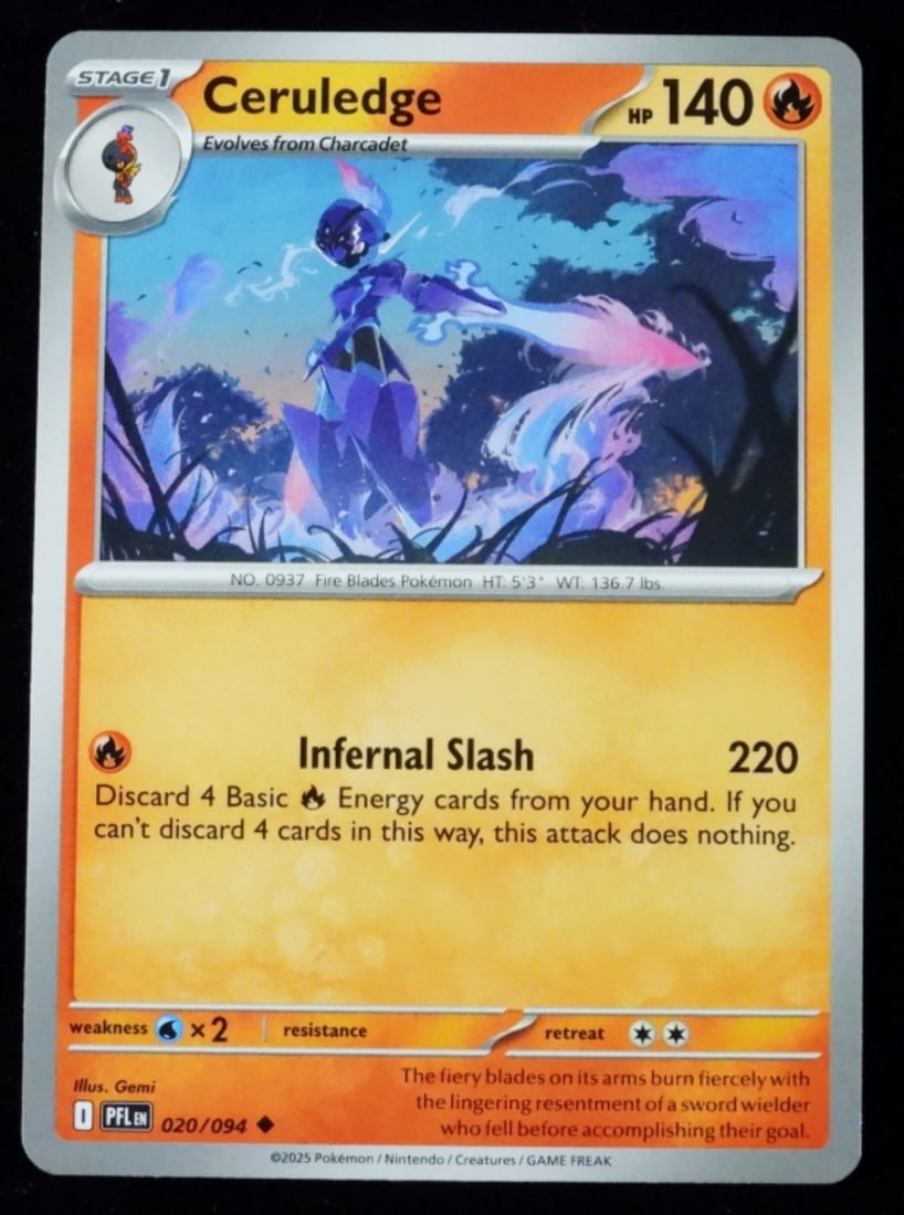 Ceruledge 020/094 Phantasmal Flames VG: Stage 1 Fire Pokemon HP140 PEL EN I