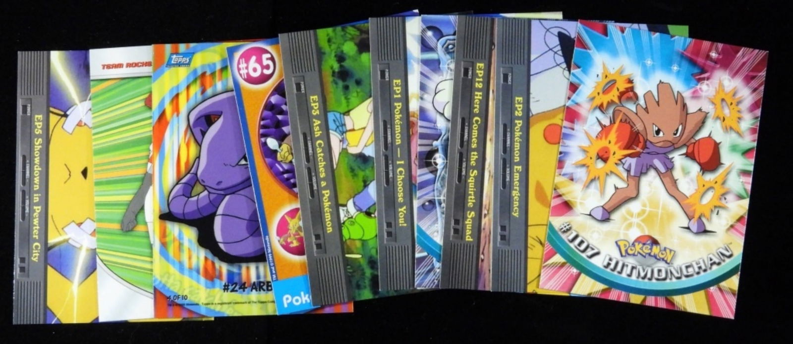 (10) Pokemmon Cards VG: Including Alakazam, Arbok, Team Rocket, Jesse, EP# Ash catches a Pokemon, & more