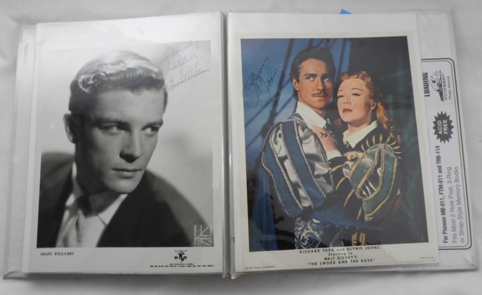Photo Album (29) 8X10 Celebrity Photos: Some photos are signed. Some say Best wishes, Dorothy, But there is NOT a COA for any of them. Photos include James Dean, Charlton Heston, Richard Todd, Glynis Johns, Walt Disney, and more