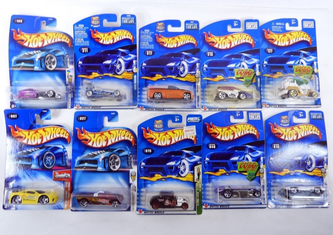 (10) Hot Wheels 2001-02: Ten Hot Wheels, New in Box cars. 2001-2002. First editions and more.
