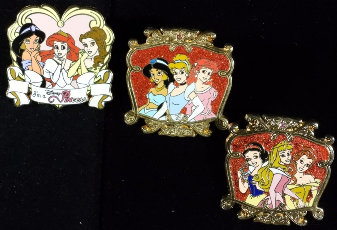 (3) Disney Princess Official Pin Trading: All in great shape.