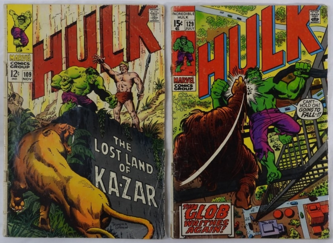 (2) Marvel Hulk VG Numbers 109 & 129: Bid with Vintage Auctions!