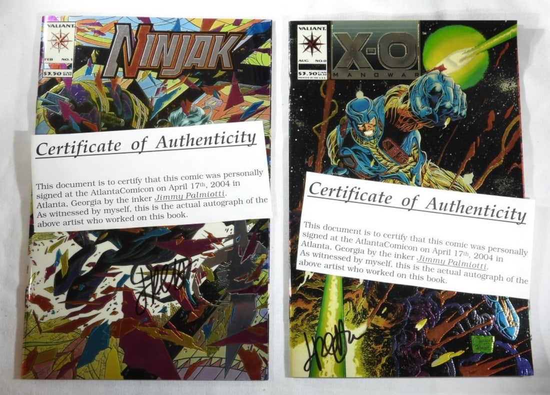 (2) Modern Comics Manowar & Ninjak: Both are signed by JImmy Palmiotti @ Atlanta Comiicon in 2004 NM