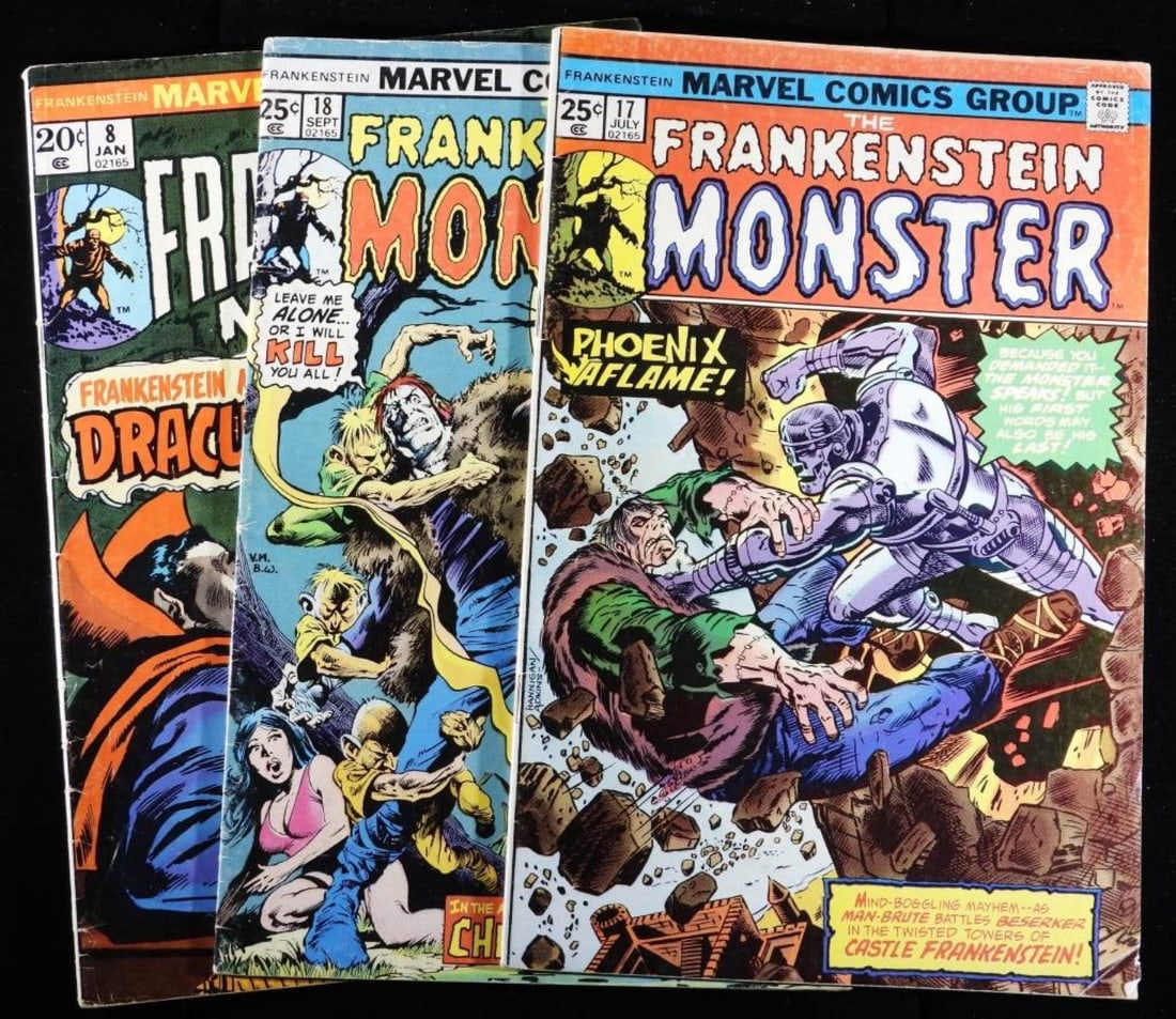 The Frankenstein Monster #8,17,18 1974-1975: Marvel comics 20-25 cent issues.
