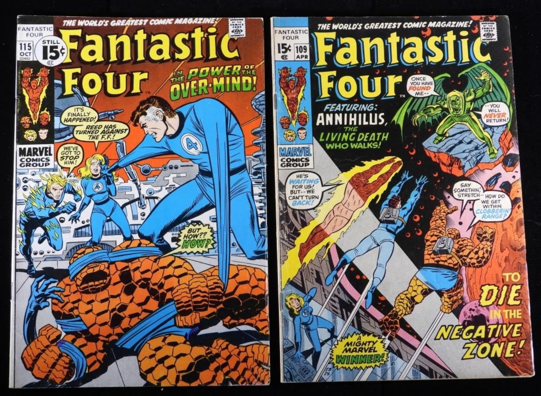 Marvel Fantastic Four #109 & #115 1971 G/VG: Some creases, 15-cent issues, wear on the spine, along with the normal wear from the years.