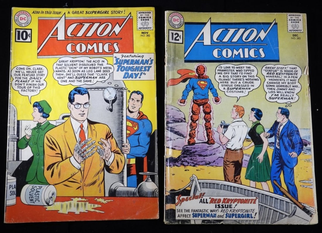 (2) Vintage Action Comics F-G: Numbers: 282 & 283 (missing small bits on the cover)