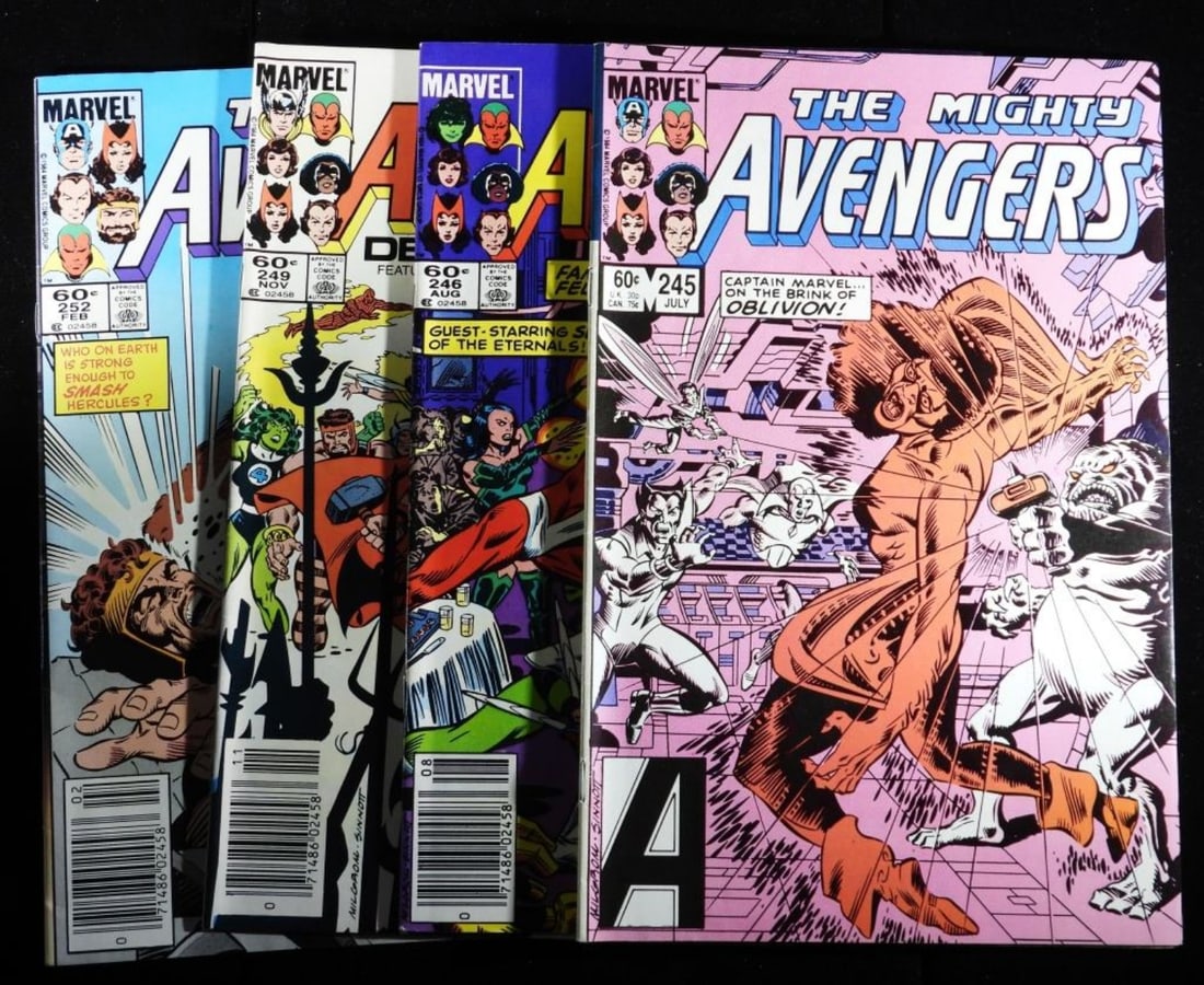 (4) The Mighty Avengers Marvel Lot VG: All in VG condition. 60-cent issues 1984.