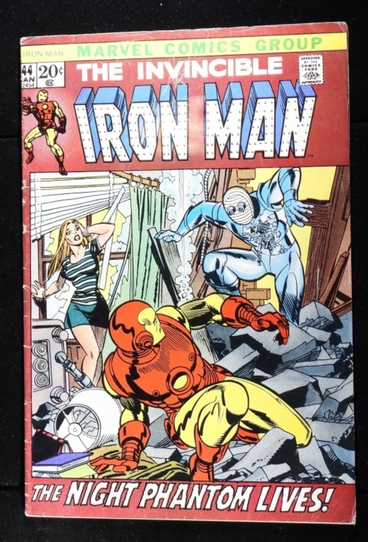 The Invincible Iron Man #44 Marvel 1972 G: G condition with creases, indents, and wear on the spine. 20-cent issue 1972