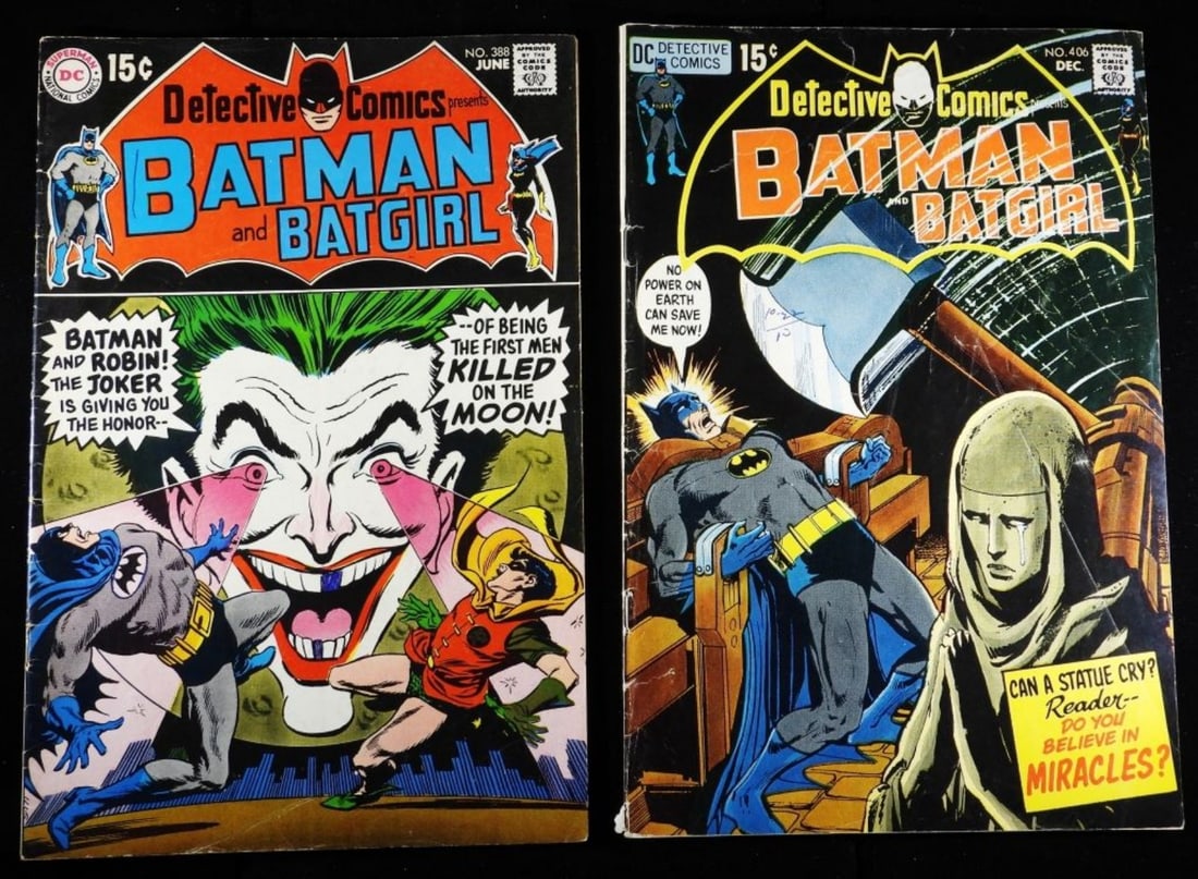 (2) Detective Batman & Batgirl G: Numbers: 388 & 406 Both have writing on the covers