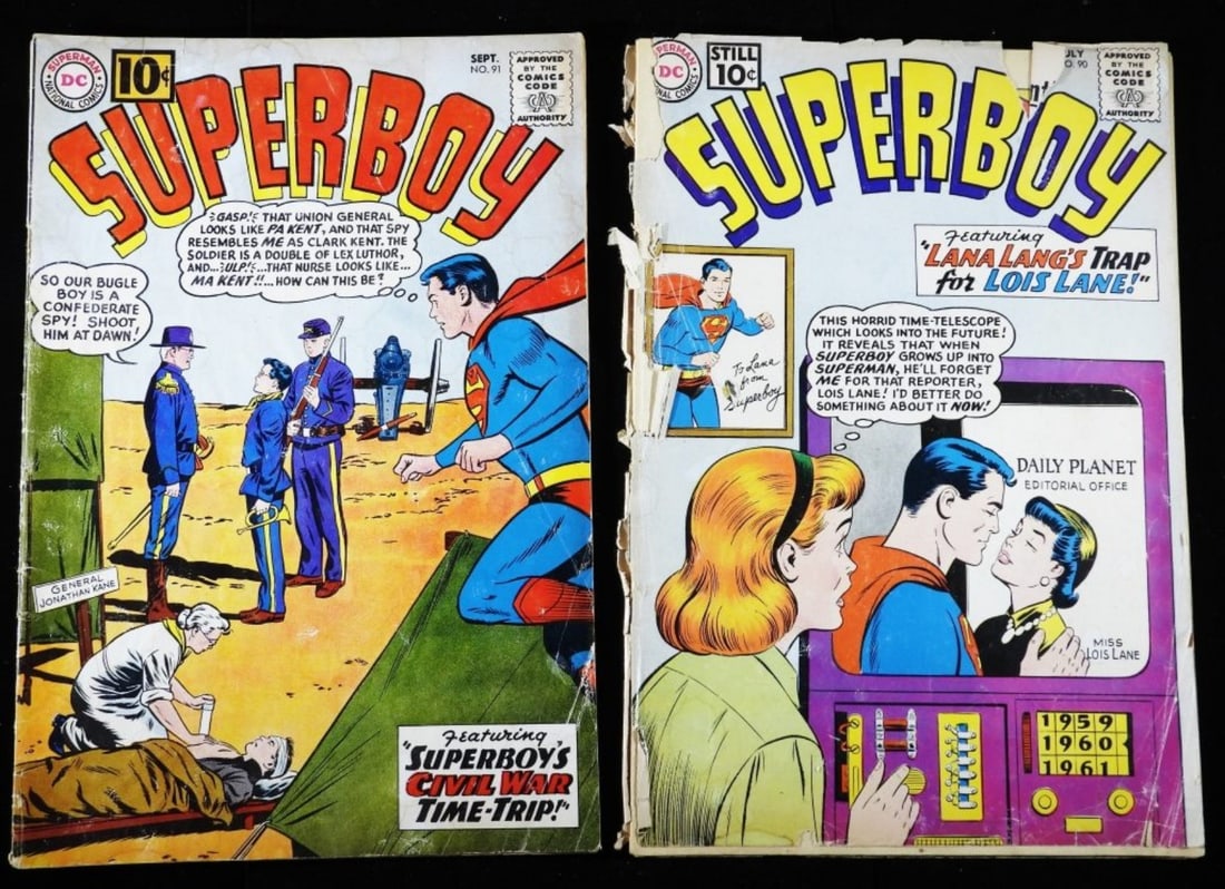 (2) Superboy Comics P-VG: Numbers: 90 (the cover is detached.) & 91