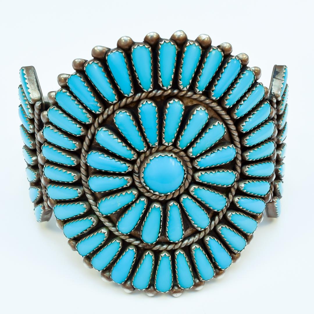 Native American Zuni Turquoise Petit Point Cuff (1 of 4)