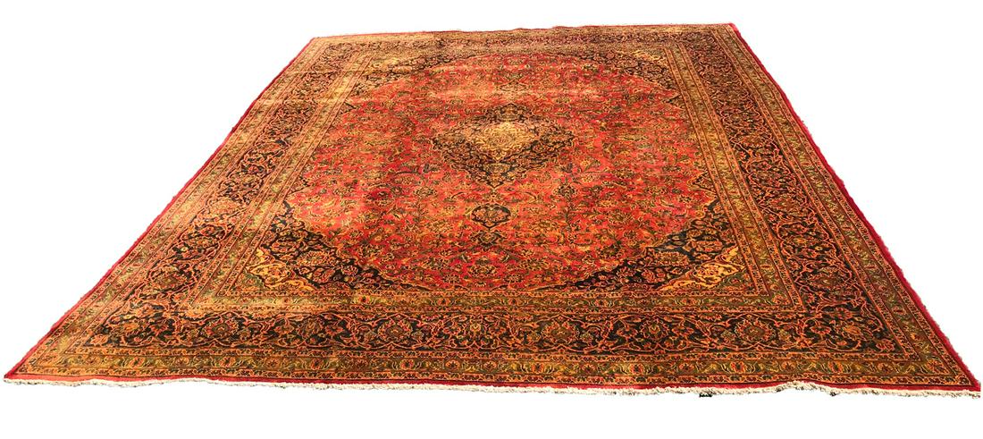 Persian mashad 3039  style  rug wool pile vintage hand (1 of 8)