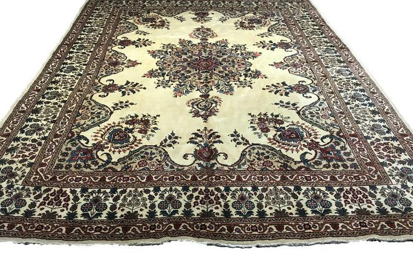 Persian isfahan 934 style rug  wool  vintage hand (1 of 7)