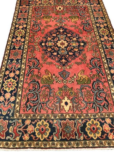 Persian hunting tabriz 151  style rug wool pile vintage (1 of 7)