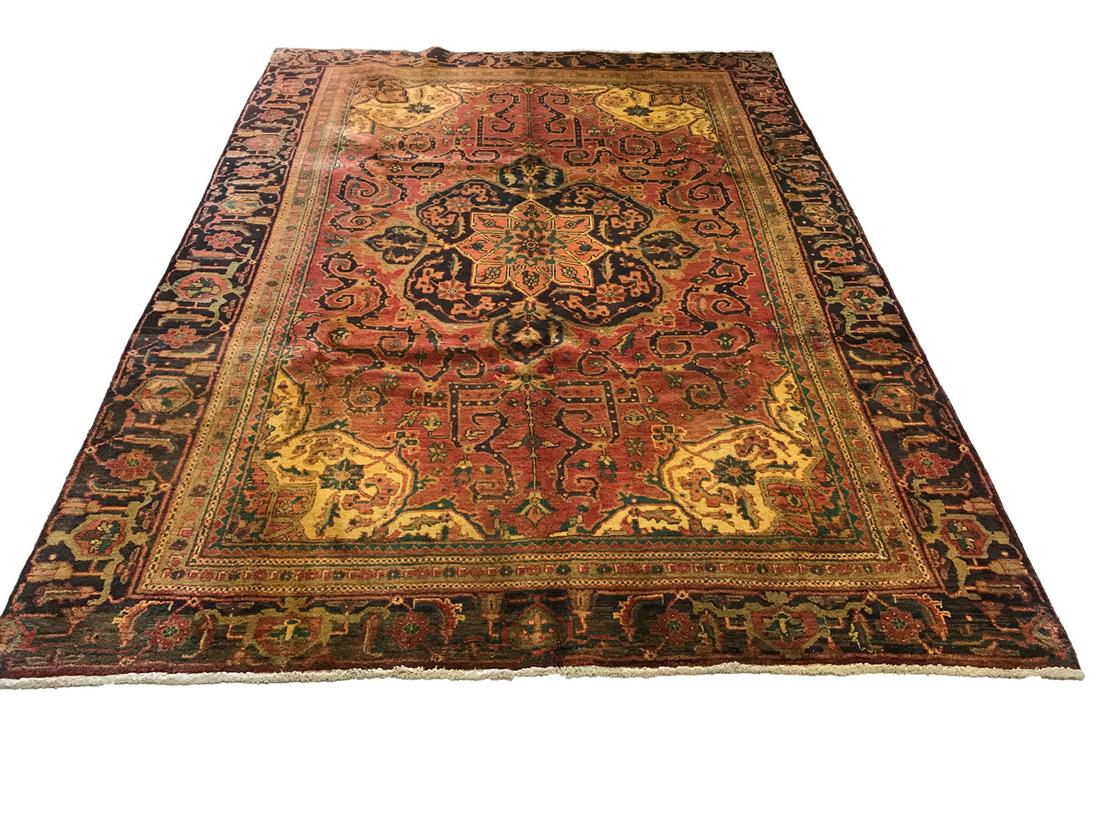 Persian heriz 3788  style rug wool pile vintage hand (1 of 7)