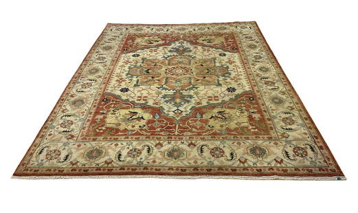 Persian serapi m255 style rug wool hand knotted: Magnificent Wool Persian Hand serapi m255 hand Knotted persian rug . Size 9'x12' very good condition (see photos) .