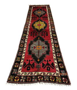 Turkish Malatya city vintage Turkish rug Rare rug: Stunning Turkish Malatya 349-15 vintage Turkish rug Rare rug wool pile hand knotted in Turkey size 3'4"x13'1" collectible rug very good condition see images