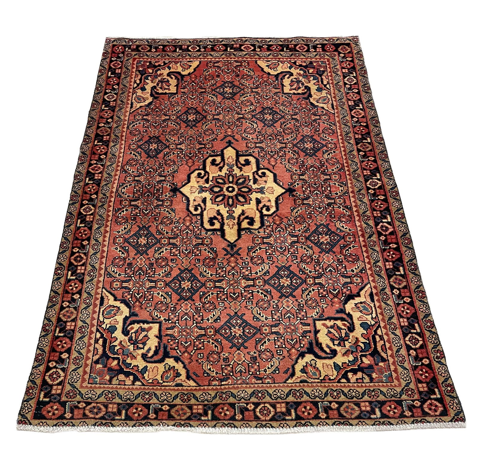 Persian Bijar m4-22  style rug wool pile vintage hand (1 of 8)