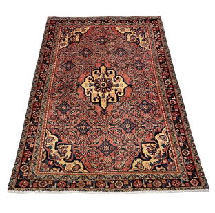 Persian Bijar m4-22  style rug wool pile vintage hand: Magnificent Wool Persian Hand knotted vintage bijar m4-22 style hand Knotted in Iran rug. Size 4'6"x6'6" very good condition (see photos) .