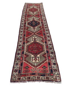 Persian heriz 4484 rug wool pile hand knotted: Magnificent Wool Persian Hand knotted heriz 4484 hand Knotted persian rug Iran Size 2'10"x10'11" Period aproximately 1960's, very good condition perfect condition (see photos) .