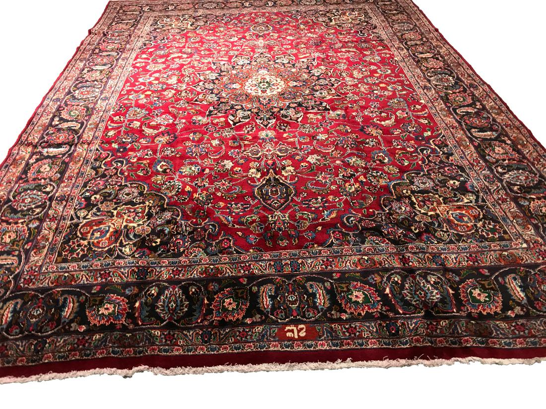 Persian mashad 1406rug wool pile vintage hand knotted (1 of 11)